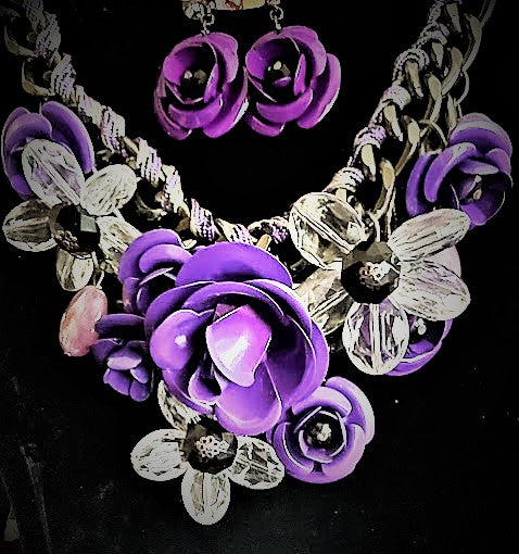 Crystal Flower Necklace Set