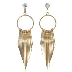 Descending Length Dangling Loop and Rod Earrings