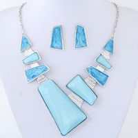 Square Gemstone Necklace Set