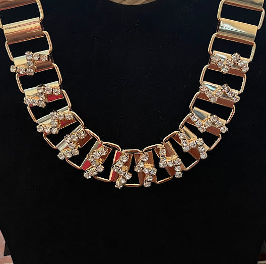 Gold Diamond Punk Style Necklace
