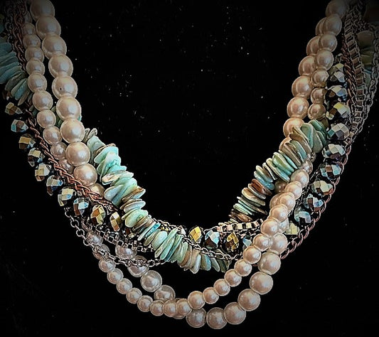 Faux Pearl Multilayer Beads Chain