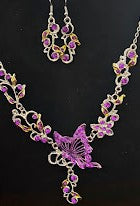 Purple Butterfly Necklace Set