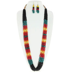Western Serape Seed Bead Necklace