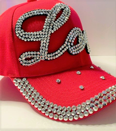 'LOVE' Distressed Light Denim Jean Baseball Cap