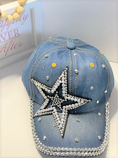 1 Big Star Rhinestone Pentagram Baseball Cap