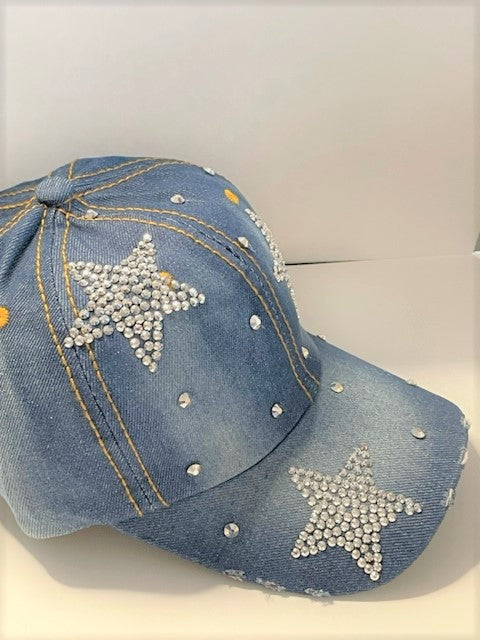 Blue Jean Three Small Stars Cap