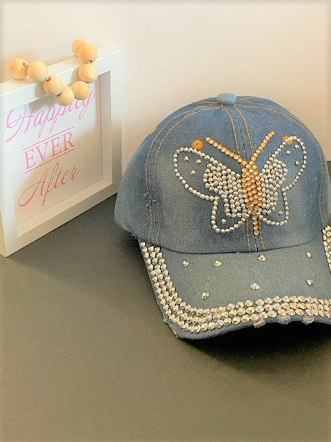 Blue Jean Butterfly Cap