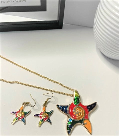 Starfish Necklace Set with Earrings